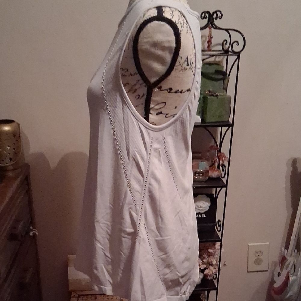 Athleta White Tank Top with Eyelet Detail Small - Picture 5 of 6
